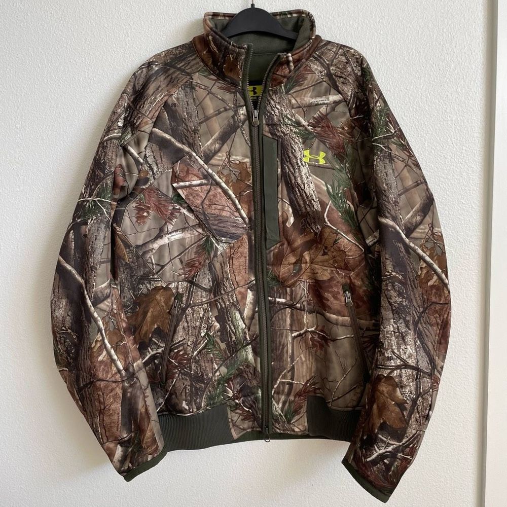Under Armour Real Tree Scent Control Camo Full Zip Fleece Jacket Men’s size Larg